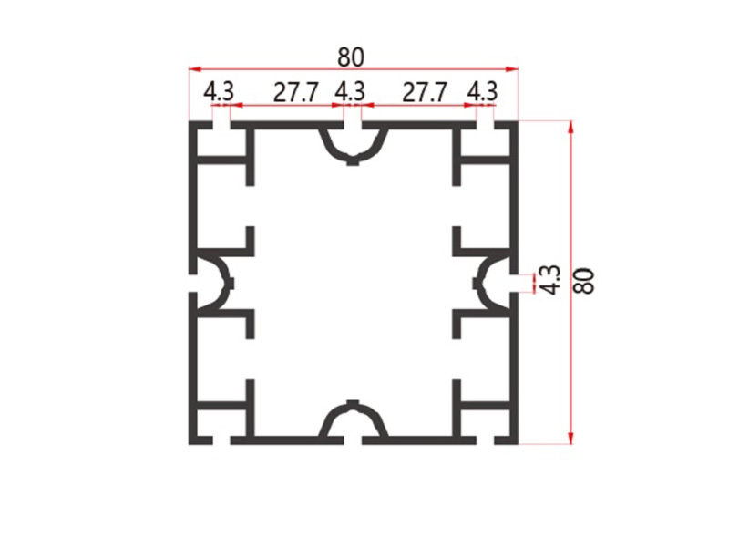 80-SQUARE EXTRUSION 8 Grooves
